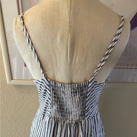 Urban Outfitters Amber Stripped Linen Blend Button Front Midi Dress - Picture 7 of 9